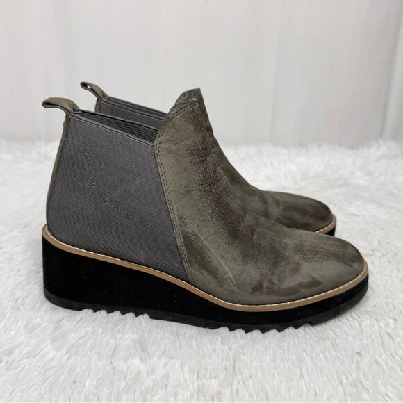 EILEEN FISHER / Ladd graphite gray nubuck suede leather wedge booties / 6.5 - Picture 2 of 9